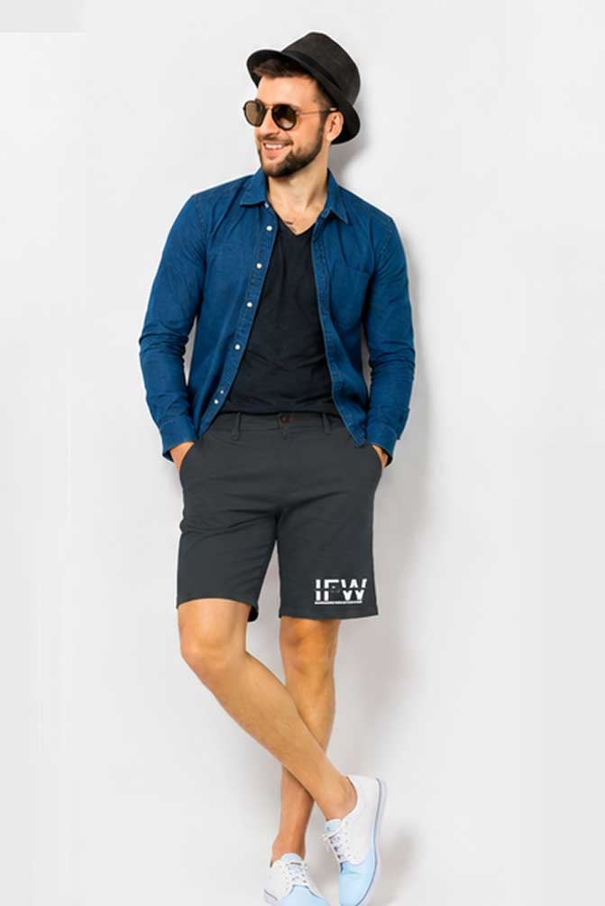 Men's Stretch Chino Cargo Dark Grey Short – Casual Outdoor Combat Short