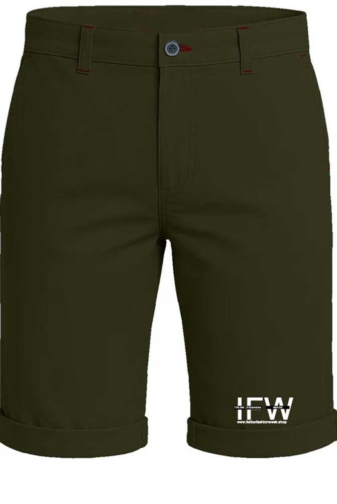 Men's Stretch Cotton Utility Cargo Olive Green Short – Lightweight Outdoor Half Pant