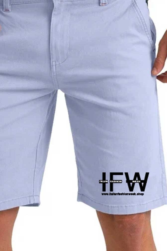Men's Breathable Stretch Cotton Chino Cargo Ice Blue Short – Comfortable Half Pant