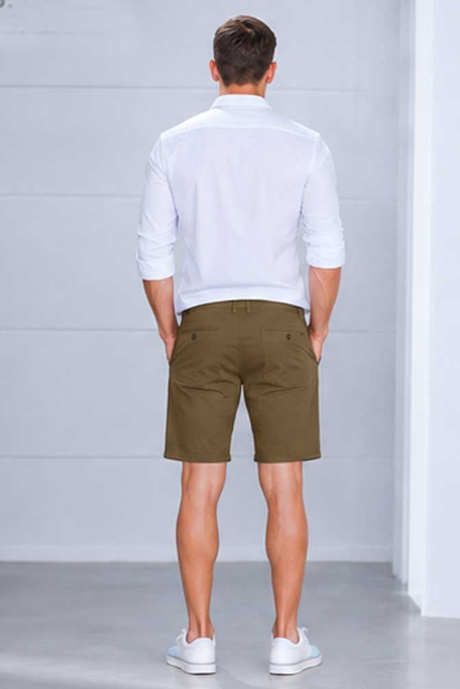 Men's Stretch Cotton Chino Brown Short with Cargo Pockets – Lightweight Casual Half Pant