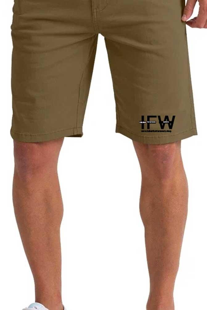 Men's Stretch Cotton Chino Brown Short with Cargo Pockets – Lightweight Casual Half Pant