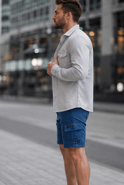 Men's Casual Cargo Combat Navy Short Elasticated Waist Lightweight Utility Short