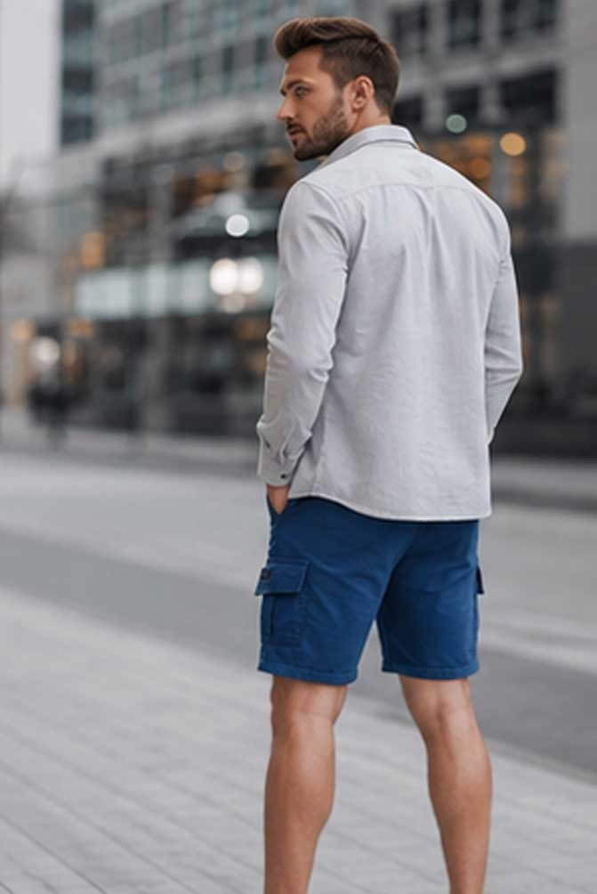 Men's Casual Cargo Combat Navy Short Elasticated Waist Lightweight Utility Short