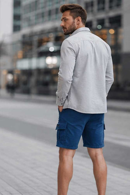 Men's Casual Cargo Combat Navy Short Elasticated Waist Lightweight Utility Short