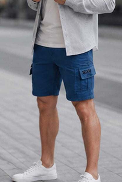 Men's Casual Cargo Combat Navy Short Elasticated Waist Lightweight Utility Short