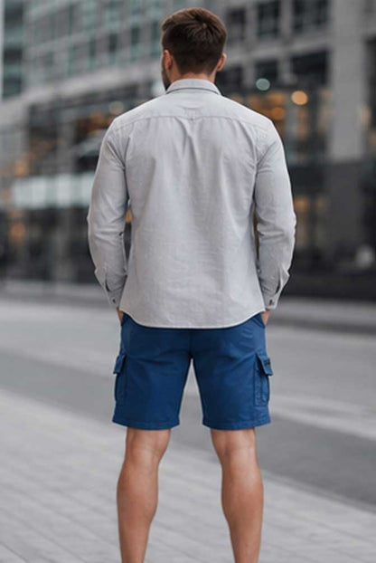 Men's Casual Cargo Combat Navy Short Elasticated Waist Lightweight Utility Short