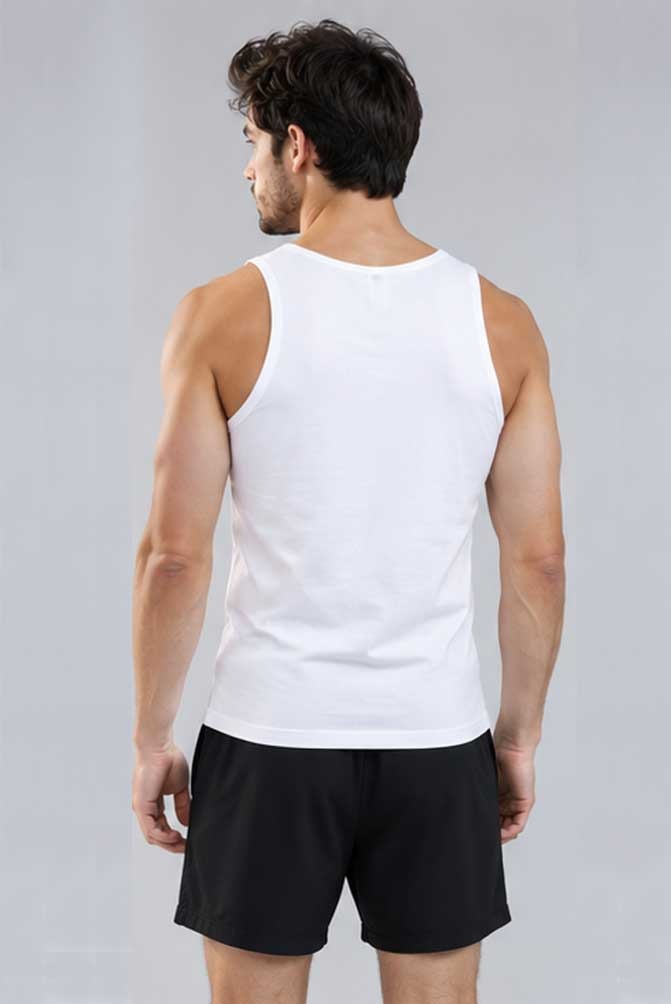Men's Cotton Tank Top Sleeveless Gym White Vest 100% Cotton Casual Summer Undershirt