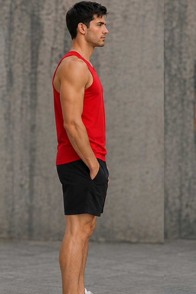 Men's 100% Cotton Red Vest Sleeveless Training Gym Workout Summer Casual Top