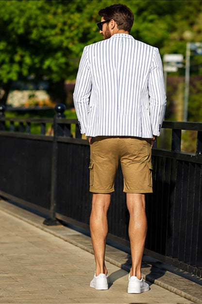 Men's Elastic Waist Cargo Khaki Short Lightweight Multi Pocket Outdoor Combat Short