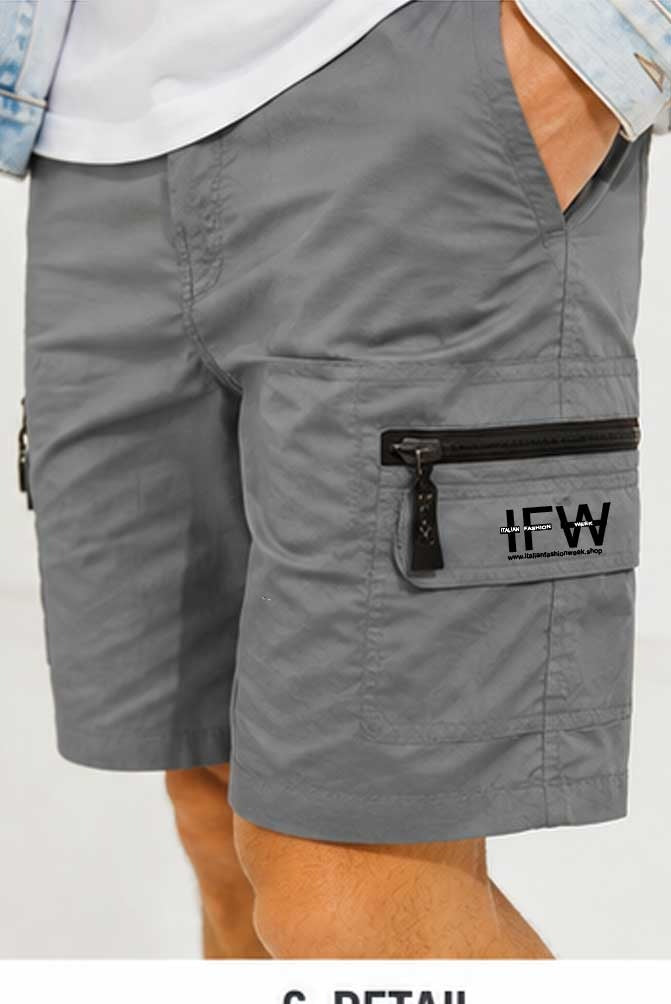 Men's Lightweight Elasticated Waist Combat Cargo Grey Short for Casual & Outdoor Wear