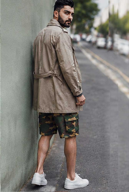 Men's Elastic Waist Utility Cargo Camouflage Short Lightweight Multi Pocket Short