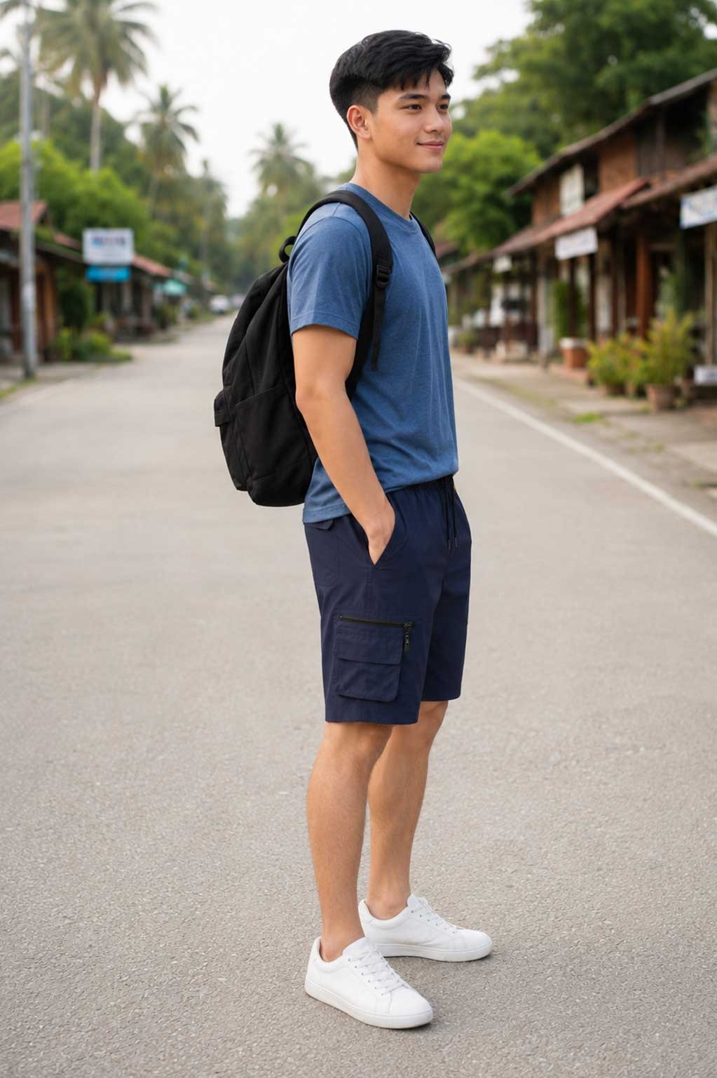 Men's Casual Cargo Navy Short – Multi Pocket Lightweight Summer Combat Short