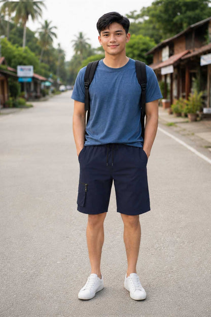 Men's Casual Cargo Navy Short – Multi Pocket Lightweight Summer Combat Short