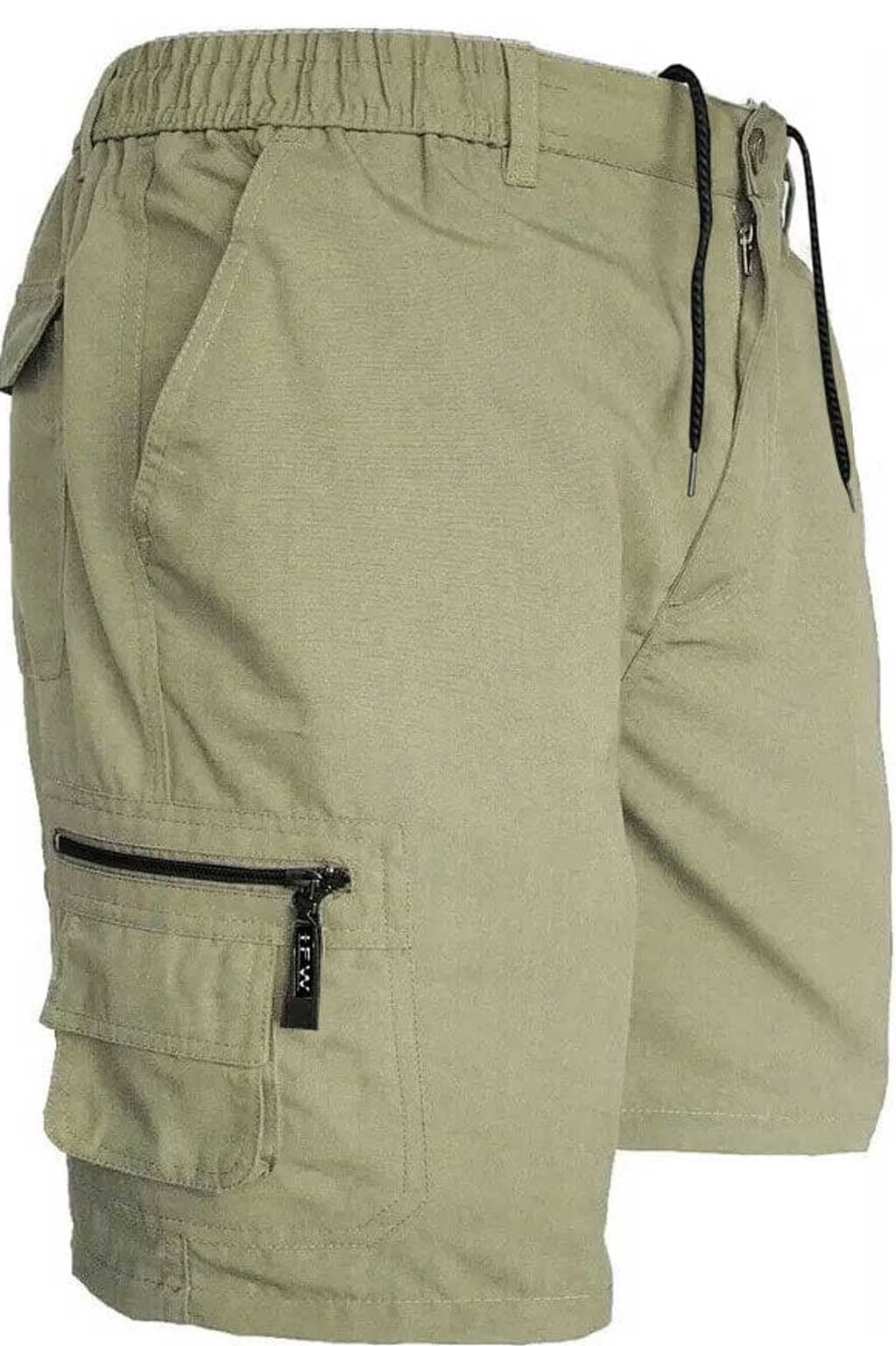 Men's Combat Cargo Beige Short – Breathable Elastic Waist Outdoor Short