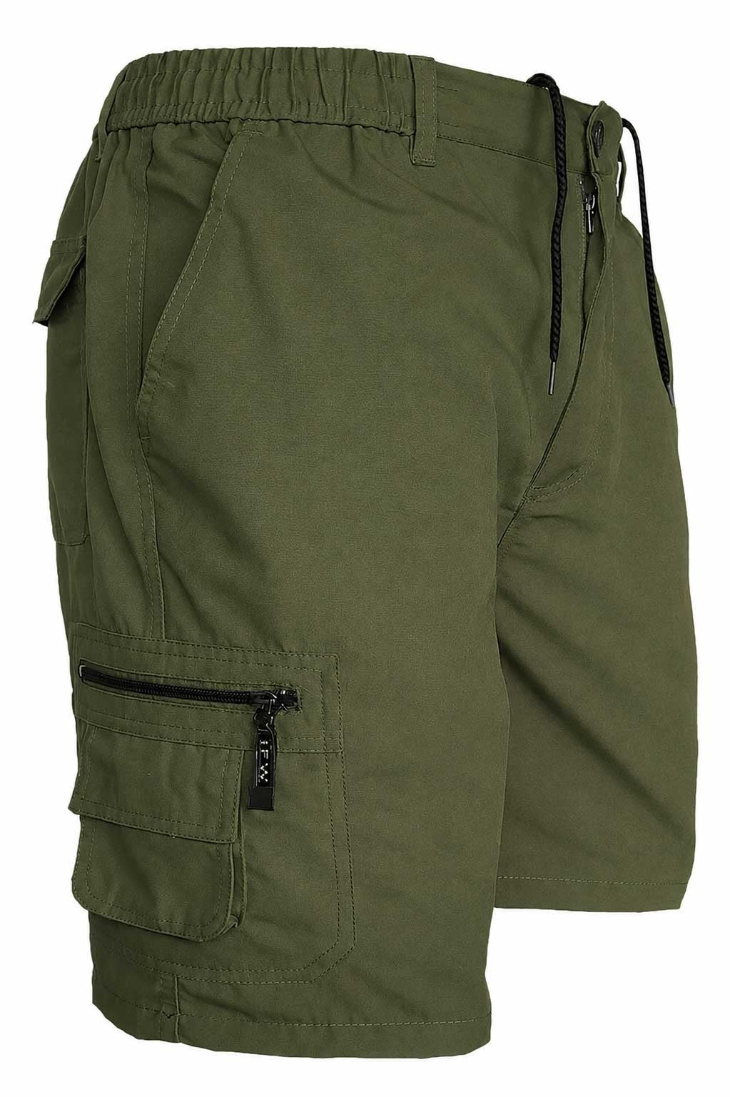 Men's Tactical Cargo Olive Green Short – Elastic Waist Lightweight Utility Short