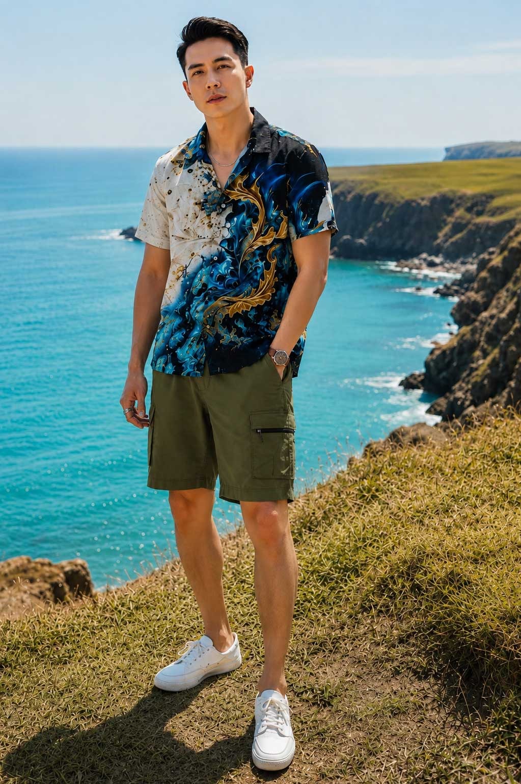 Men's Tactical Cargo Olive Green Short – Elastic Waist Lightweight Utility Short