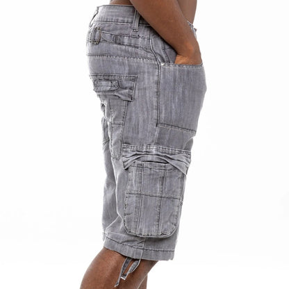 Men’s Cargo Combat Multi-Pocket Denim Shorts