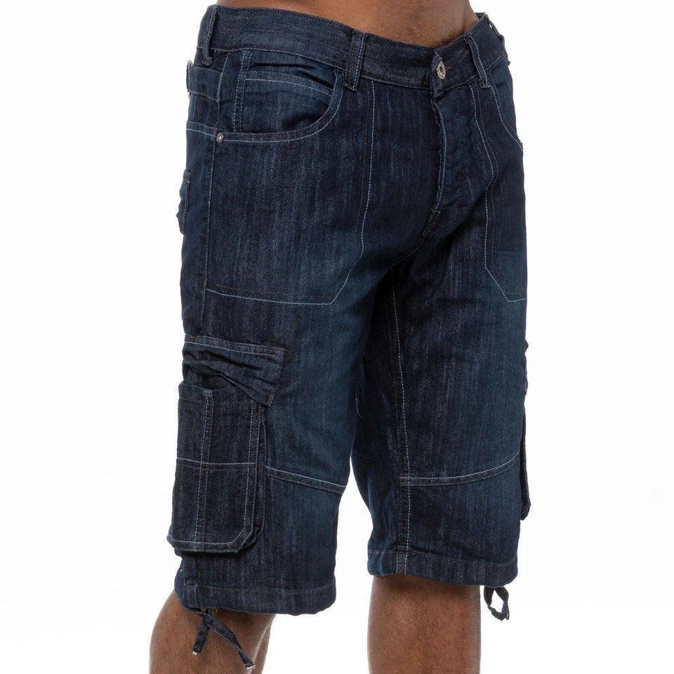 Men’s Cargo Combat Multi-Pocket Denim Shorts