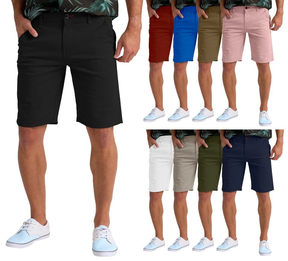 Men’s Stretch Cotton Chino Shorts – Lightweight Cargo Combat Half Pants