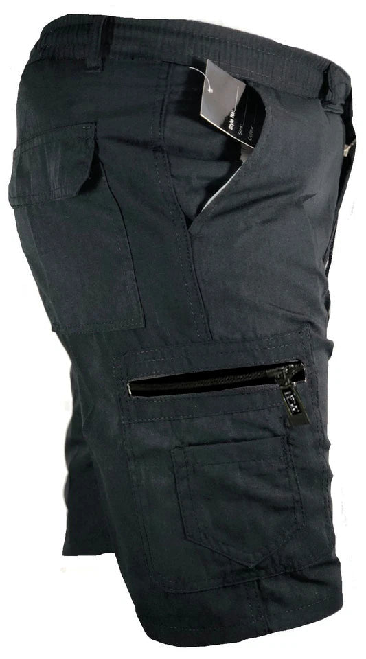 Men’s Elasticated Waist Lightweight Cargo Combat Multi Pocket Shorts S-3XL