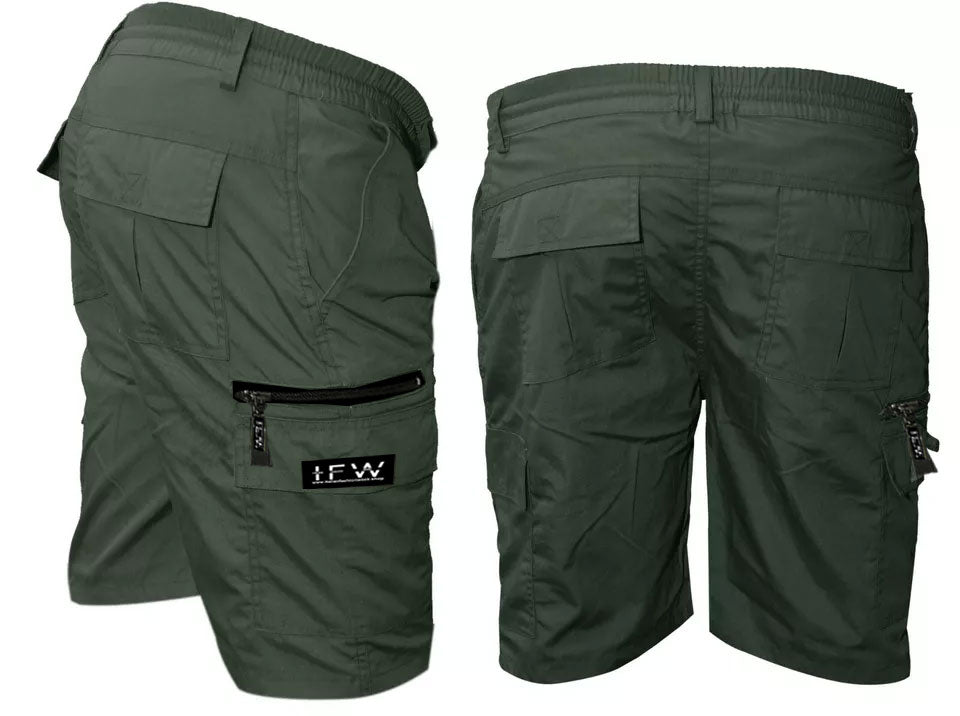 Men’s Elasticated Waist Lightweight Cargo Combat Multi Pocket Shorts S-3XL