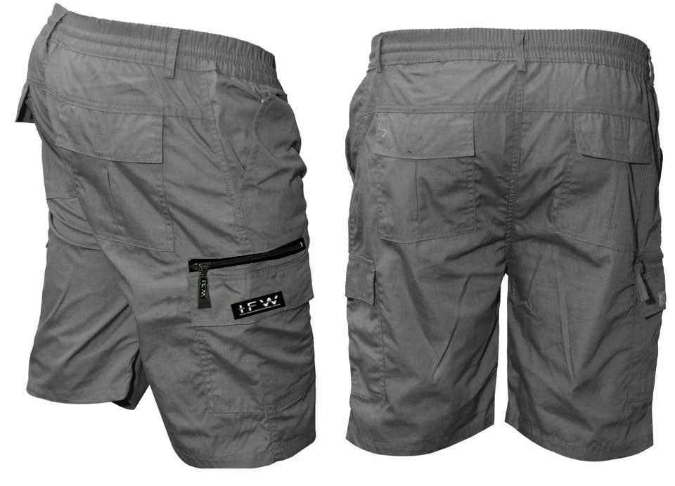Men’s Elasticated Waist Lightweight Cargo Combat Multi Pocket Shorts S-3XL