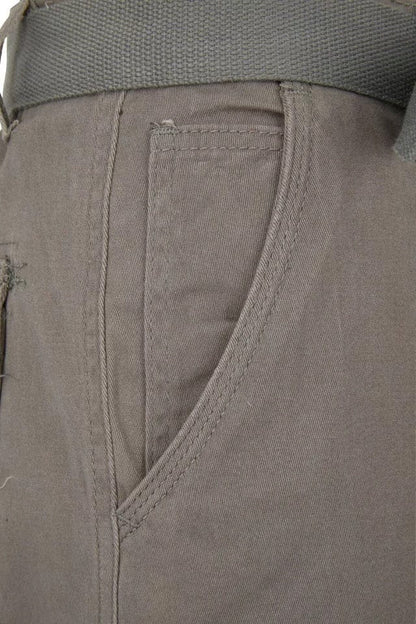 Men’s Lightweight Cotton Twill Multi Pocket Belted Shorts