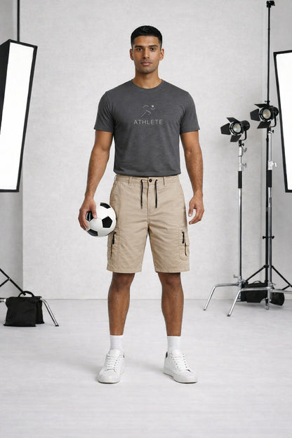 Men’s Cargo Combat Shorts Multi Pocket Elastic Waist Lightweight Shorts